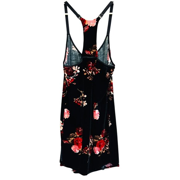 Apt 9 Floral Velvet Sleeveless Mini Dress Large Black/Red/Pink Adj Straps Stretc - Picture 2 of 4